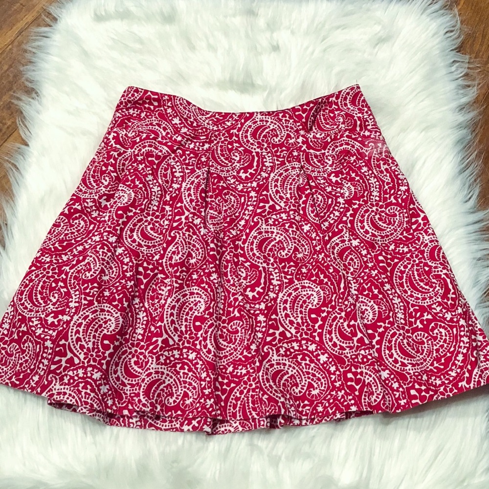 Tommy Hilfiger Red Patterned A Line Skirt 8